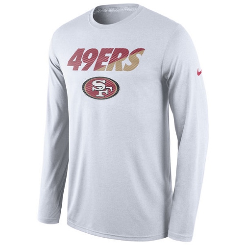 NFL Men's San Francisco 49ers Nike White Legend Staff Practice Long Sleeve Performance T-Shirt